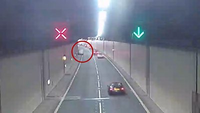 Van collides with wall in A55 tunnel