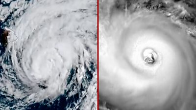 Satellite images of two hurricanes