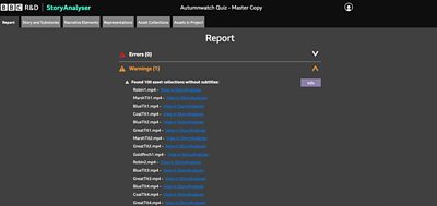 Story Analyser report page