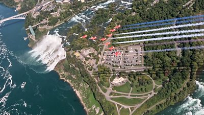 Red Arrows fly over Niagara Falls