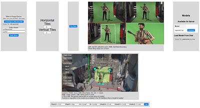 Screenshot of the calibration software matching points in the video to a 3D model of the space.