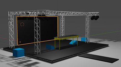 A screenshot of the 3D model of the stage used in the trial.