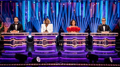 Left to right - Craig Revel Horwood, Motsi Mabuse, Shirley Ballas and Anton Du Beke sit at the judges' desks in the Strictly ballroom