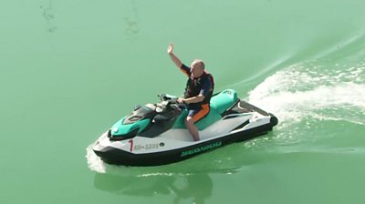 Ed Davey on a jet ski