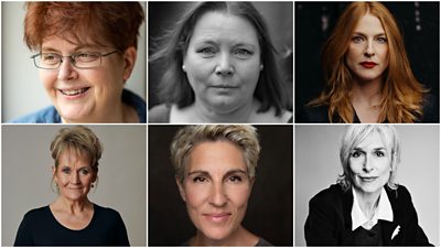 A grid featuring six headshots of the talent linked to Riot Women. From left to right: A grid featuring six headshots of the talent linked to Riot Women. From left to right: Sally Wainwright, Joanna Scanlan, Rosalie Craig, Lorraine Ashbourne, Tamsin Greig and Amelia Bullmore.