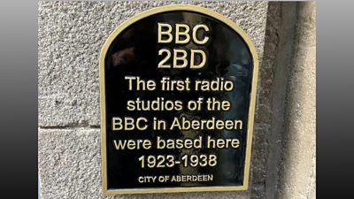 The BBC 2 BD plaque in Aberdeen