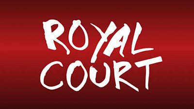 The text of 'royal court' on a red gradient background