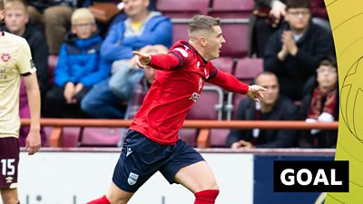 Ronan Hale celebrates scoring for Ross County against Hearts