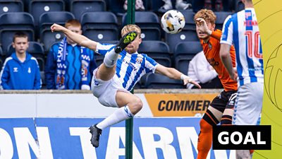 David Watson scores for Kilmarnock against Dundee United