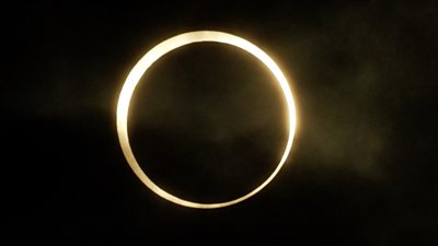 The solar eclipse in the sky