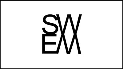 The letters 'SW' on top of 'EM' like a mirror image.  Black text on a white background