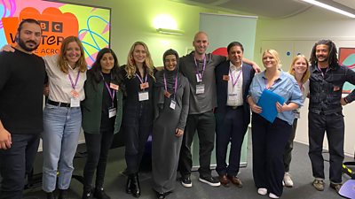 The 10 Write Across Birmingham and the Black Country writers. From L-R: Neil Paul, Aimee Berwick, Benita Verdi, Rebecca Rogers, Aliyah Begum, James Allen, Rajinder Ram, Claire Rowlands, Elle van Lil, Lawrence Walker