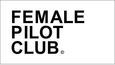 The black text 'female pilot club' on a white background