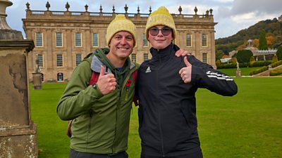 Matt Baker and Lucas with thumbs up and smiling