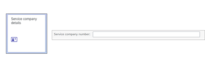 Screenshot of Service company details button and Service company number entry field