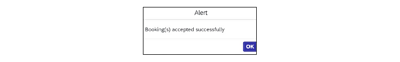 Screenshot of Booking accepted successfully popup