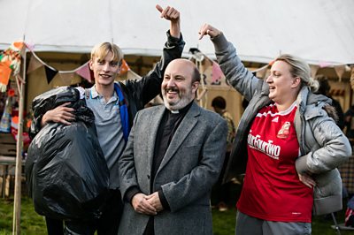 The Reverend Francis Seaton, played by Paul Chahidi, in This Country, ý, 2017.