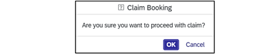 Screenshot of popup saying Are you sure you want to proceed with claim?