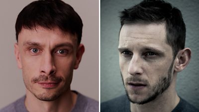 Headshots of Richard Gadd and Jamie Bell.