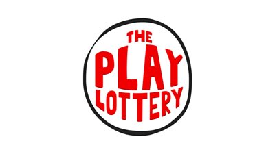 The text 'the play lottery' in red within a black circle