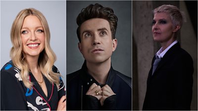 A collage of headshots of Lauren Laverne, Nick Grimshaw, and Mary Anne Hobbs