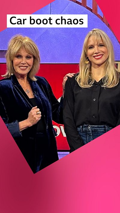 Joanna Lumley and Lucy Punch - both are smiling, with long blonde hair, wearing dark coloured tops