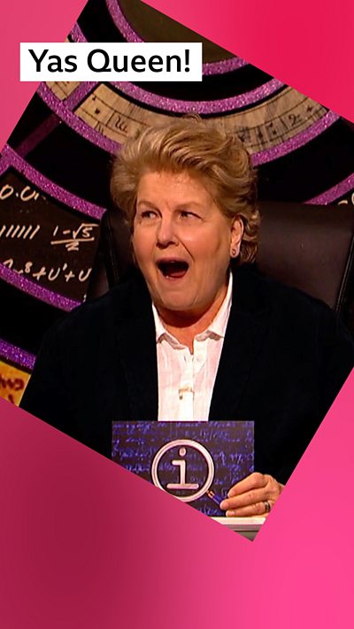 A woman, Sandi Toksvig, with her mouth open; she has short blonde hair and wears a black jacket