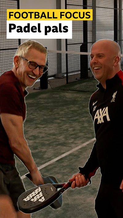 Gary Lineker and Arne Slot play padel