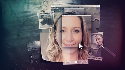 Composite images of Nicola Bulley with magnifying glass and other photos