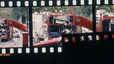 A blown up London bus