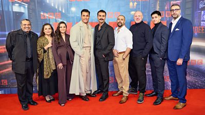 The cast and writer of the ý Drama Virdee on the red carpet for the premiere