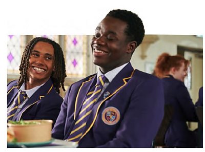 Two teenagers in school uniform