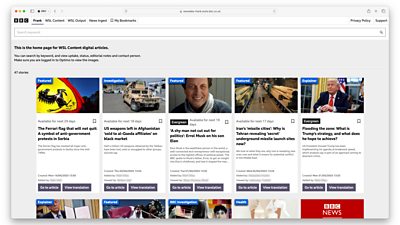 A screenshot of the Frank index, a page featuring a selection of articles
