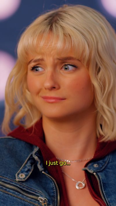 Doctor Who's Millie Gibson pulls a frowning face to show how she reacts to the Doctor.