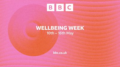 Pink and red BBC Wellbeing Week logo