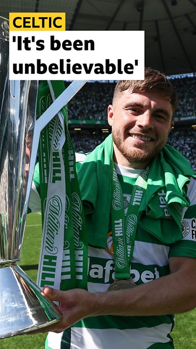 James Forrest delivers the Premiership trophy