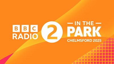 Radio 2 In The Park Chelmsford 2025 logo on a bright orange and pink graphic background