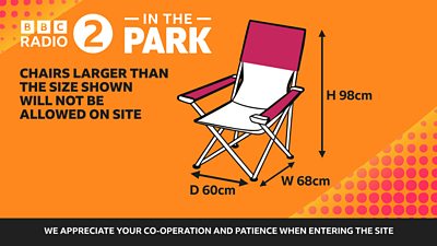 chair graphic: CHAIRS LARGER THAN THE SIZE SHOWN WILL NOT BE ALLOWED ON SITE H 98cm D 60cm W 68cm