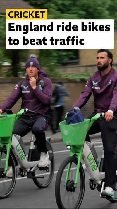 England players on bikes