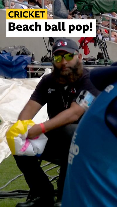A Headingley security guard with a burst beach ball