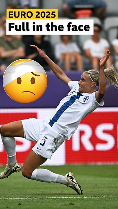 Finland player hit with the ball