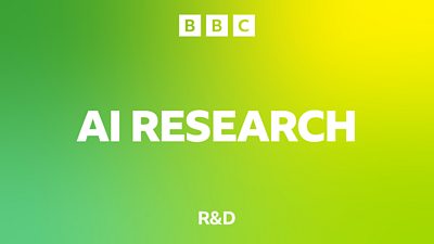 Illustration showing the words 鶹 R&D AI Research on lime green and yellow background.