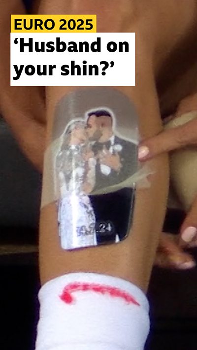 Shin pad with Chloe Kelly and her husband