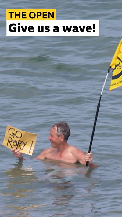 Rory McIlroy fan in the sea