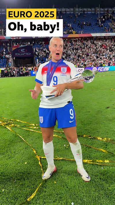 Beth Mead and the Euro 2025 trophy