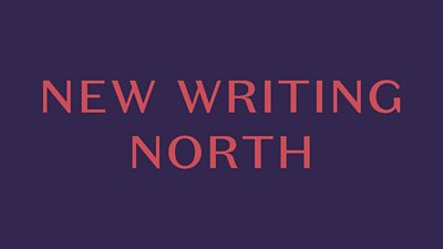 The text 'new writing north' on a purple background