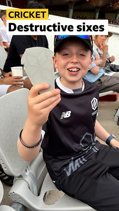 Young Manchester Originals fan with a piece of hit seat missing