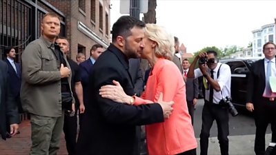 Zelensky is greeting European and Nato leaders