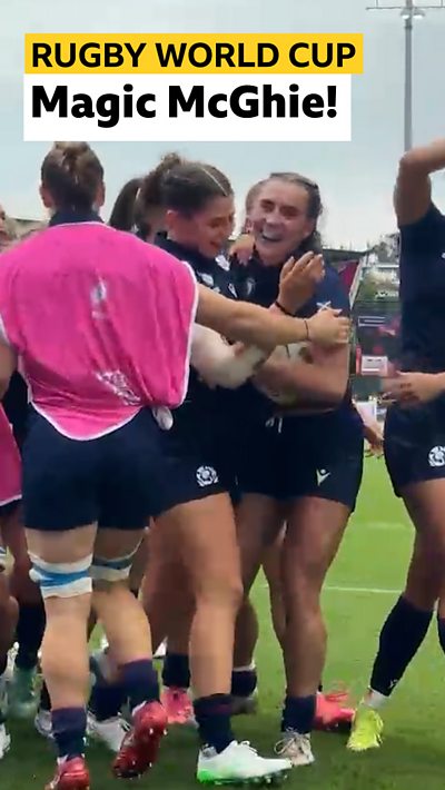 Francesca Mcghie celebrates with her teammates