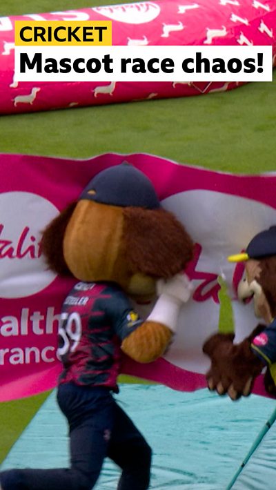 The mascot race on T20 Finals day